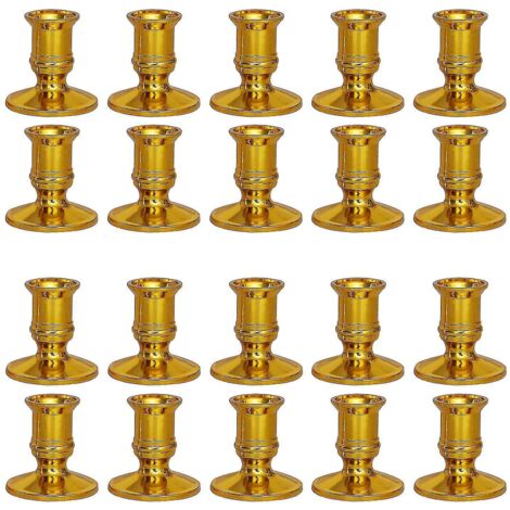 Lot de 10 paires de bougeoirs romantiques pour table à manger et salon, base dorée.