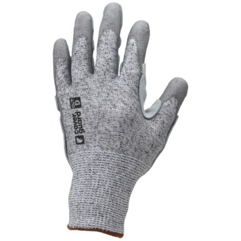 Lot de 10 paires de gants anti-coupure avec patch cuir EUROCUT STRONG P110 CHALEUR - Enduit PU Gris Taille 9