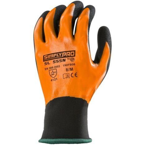 Lot de 10 paires de gants Manutention SIMPLY PRO SL555N end nitrile paume+3/4 dos Taille 7