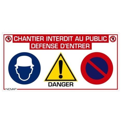 Lot de 10 Panneaux multi information pour chantier 800x400mm - 3000092