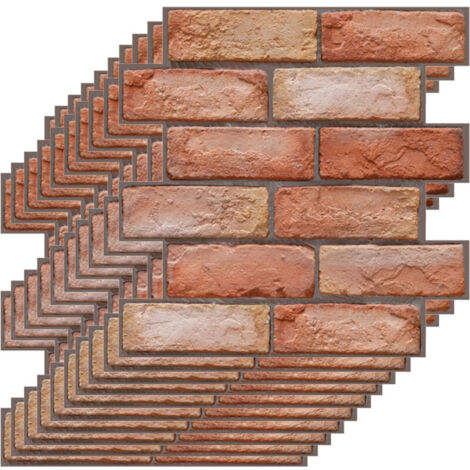 Lot de 10 panneaux muraux 3D imperméables en PVC pour décoration murale intérieure, chambre à coucher, cuisine, salon, bureau, 30 x 30 cm (pierre marron)