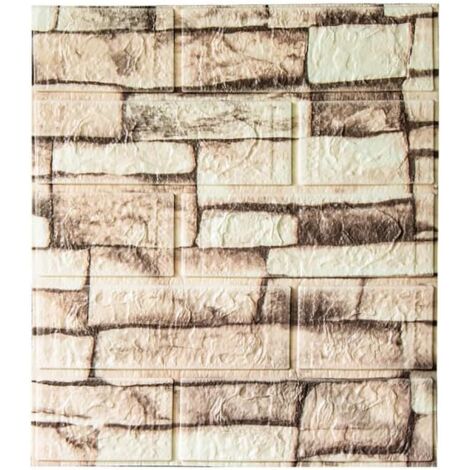 Lot de 10 Panneaux Muraux Brique 3D Adhésifs, Papier Peint Autocollant Blanc pour Salon Chambre Cuisine