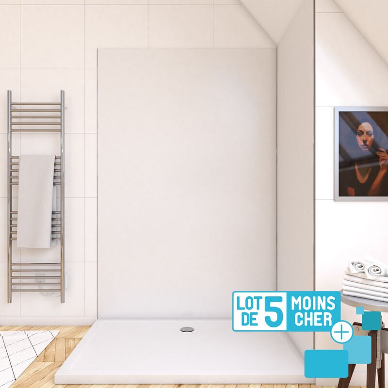 Aurlane - lot de 5 Panneaux Muraux pour salle de bains en Aluminium Blanc - 120x210cm - wall'it