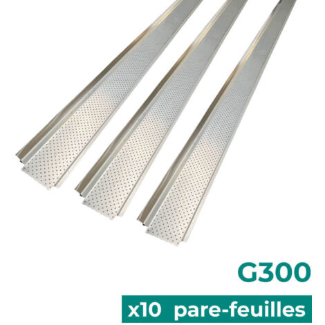 Aluhome – Lot de 10 pare-feuilles en aluminium pour gouttière G300 – Longueur 2280 mm – Largeur 127 mm – Protection contre débris et nids d'oiseaux