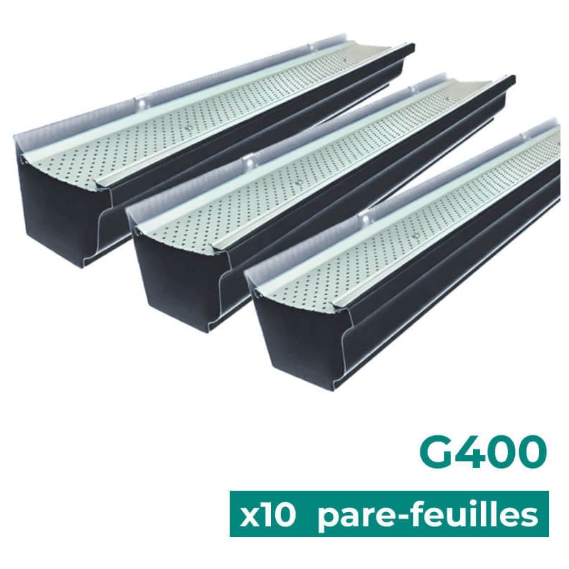 Lot de 10 pare-feuilles Aluhome pour gouttière G400