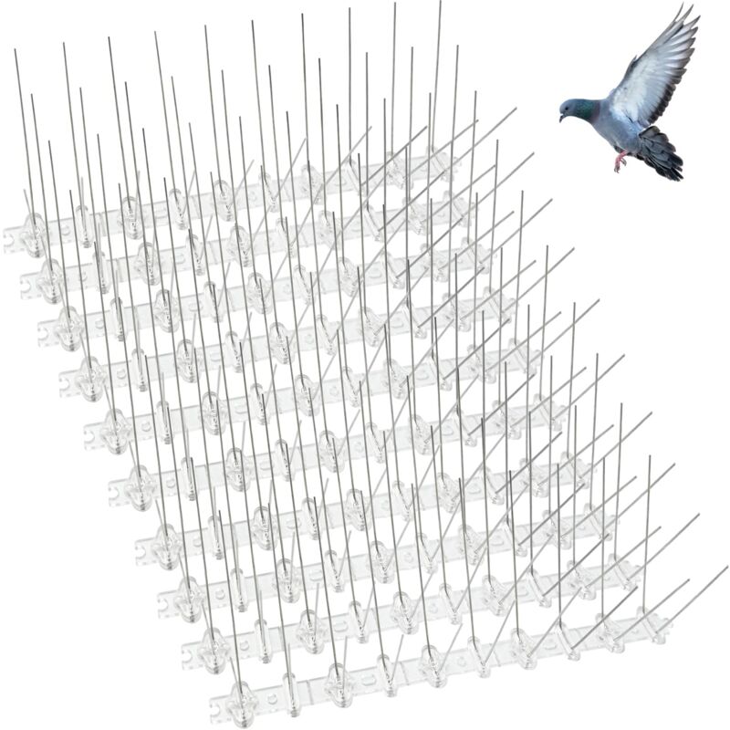 Lot de 10 Pics Anti - Pigeons de 25 cm Éloignez Sécurité Les Pigeons et Oiseaux- Efficace pour Balcons & Toitures
