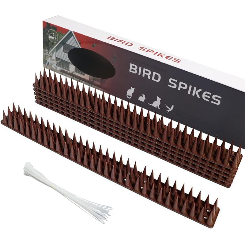 Lot de 10 pics anti-pigeons pour clôtures, anti-intrusion et anti-escalade pour oiseaux, écureuils, pigeons et chats