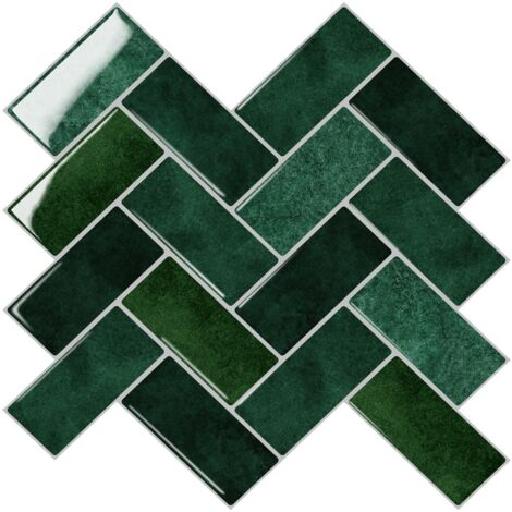 Lot de 10 pièces. Stickers muraux effet carrelage 3D — Papier peint vinyle autocollant, facile à poser (peler et coller), résistant à la chaleur et imperméable — Idéal pour la décoration intérieure (V