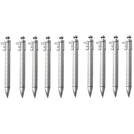 Lot de 10 pieds à coulisse à vernier avec stylo à bille multifonction (0-100 mm)
