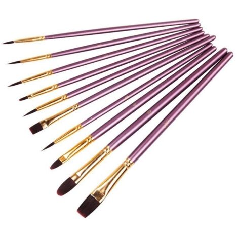 Lot de 10 pinceaux d'artiste en nylon pour peinture artistique, pinceau acrylique, pinceau fin pour peinture artistique, aquarelle