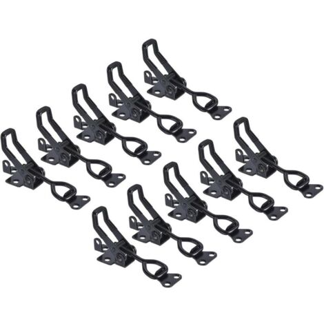 Lot de 10 pinces à bascule réglables, pinces à fermeture éclair en métal, modèle 4002, pinces à bascule à dégagement rapide pour portes d'armoires, noires, vis non incluses