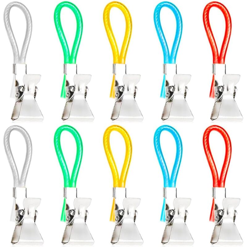 Lot de 10 pinces à serviettes, crochets pour torchons, pinces à torchons de cuisine, pinces à torchons multicolores, pinces à suspendre en métal pour