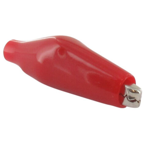 Lot De 10 Pinces Alligator 31mm. Gainé Rouge (négatif). Réassort De Notre Coffret 9218341.