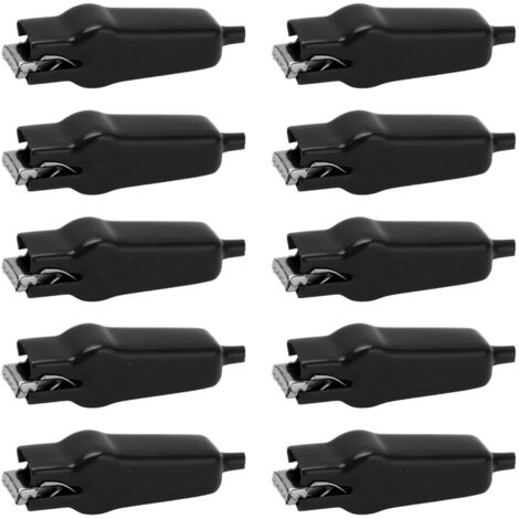 Lot de 10 pinces de batterie 20A, grande ouverture, forte force de serrage, noir