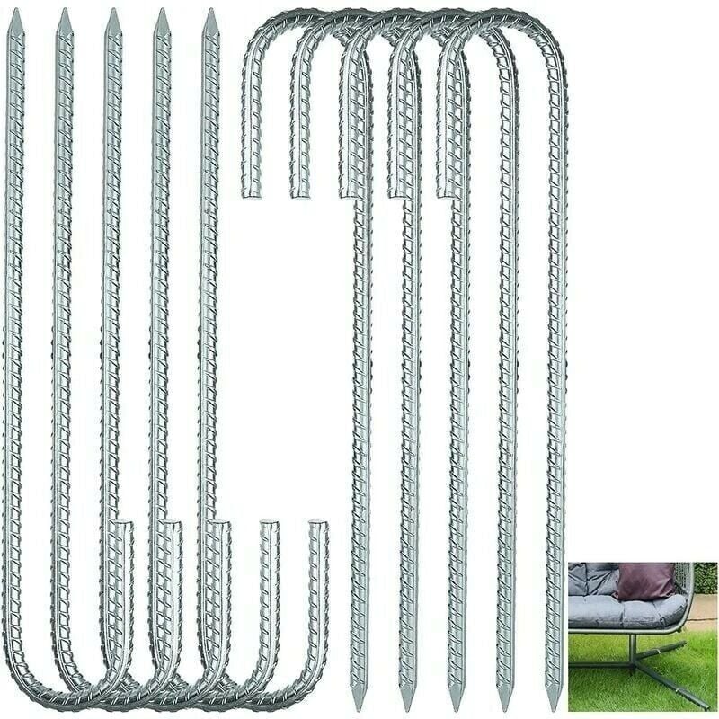 Basetbl - Lot de 10 Piquet de Tente Galvanisé, Sardines Piquet 30 cm, Ancrage de Trampoline pour Camping, Jardin, Clôtures, Balançoires
