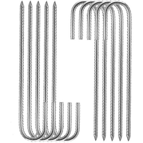Lot de 10 Piquets de Tente en Acier Galvanisé, 30CM Sardines Piquet Jardin 8 mm d'épaisseur, Piquets de Sol d'agrafes de Jardin pour Tentes, Auvents, Pavillons, Trampoline, Poulailler