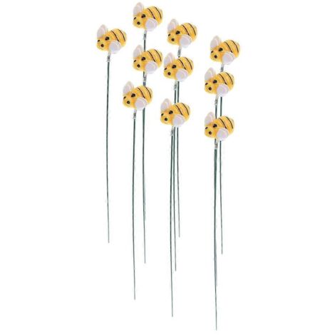 Lot de 10 piquets décoratifs en forme d'abeille pour jardin, pelouse et pots de fleurs.