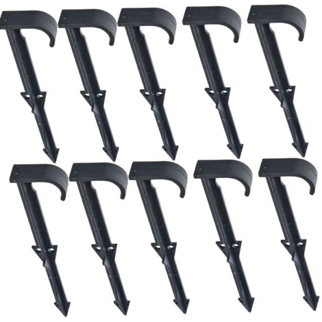 Lot de 10 piquets tuyau goutte à goutte 14 cm – Crantés pour ancrage solide – Diamètre 18 mm – Plastique résistant pour irrigation – Rain