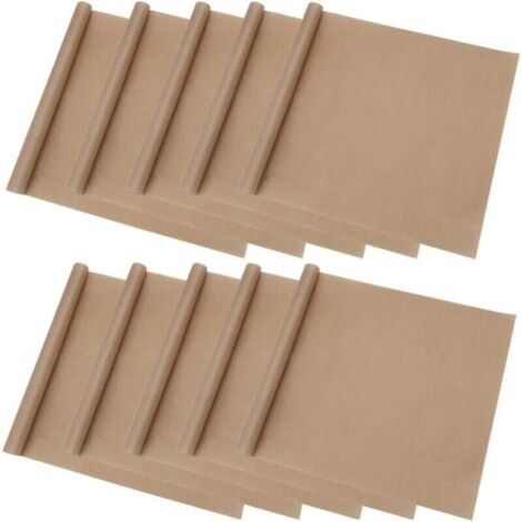 Lot de 10 plaques de cuisson en téflon, doublure de four antiadhésive réutilisable 50 x 40 cm pour cuisson au barbecue, transfert de chaleur, résistance à la chaleur jusqu'à 270 °C.