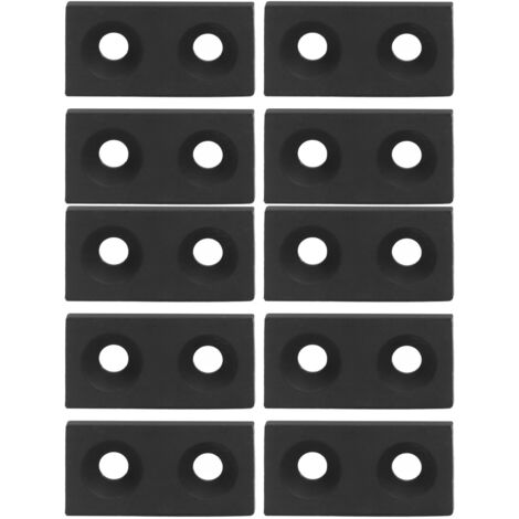 Lot de 10 plaques de recouvrement à double trou en alliage d'aluminium pour profilés et machines CNC, noir