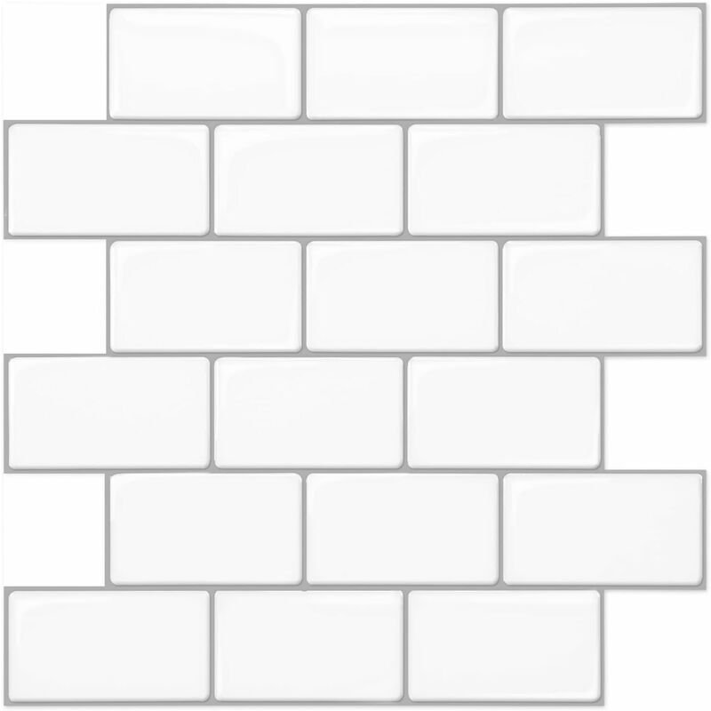 Readcly - Lot de 10 plaques,Carrelage metro Blanc,Credence a