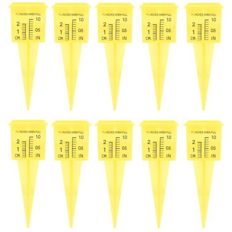 Lot de 10 pluviomètres numériques en ABS jaune de 3,8 cm pour terrasse et pelouse