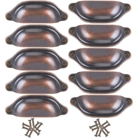 Lot de 10 Poignée Bouton de Porte 98mm Décoration pour Meuble Tiroir - Cuivre rouge Antique