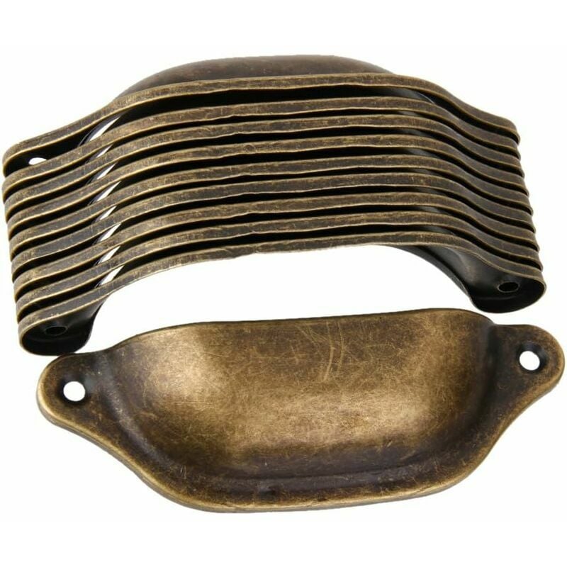 Trimec - Lot de 10 Poignée Bouton de Porte Décoration pour Meuble Tiroir Laiton Antique
