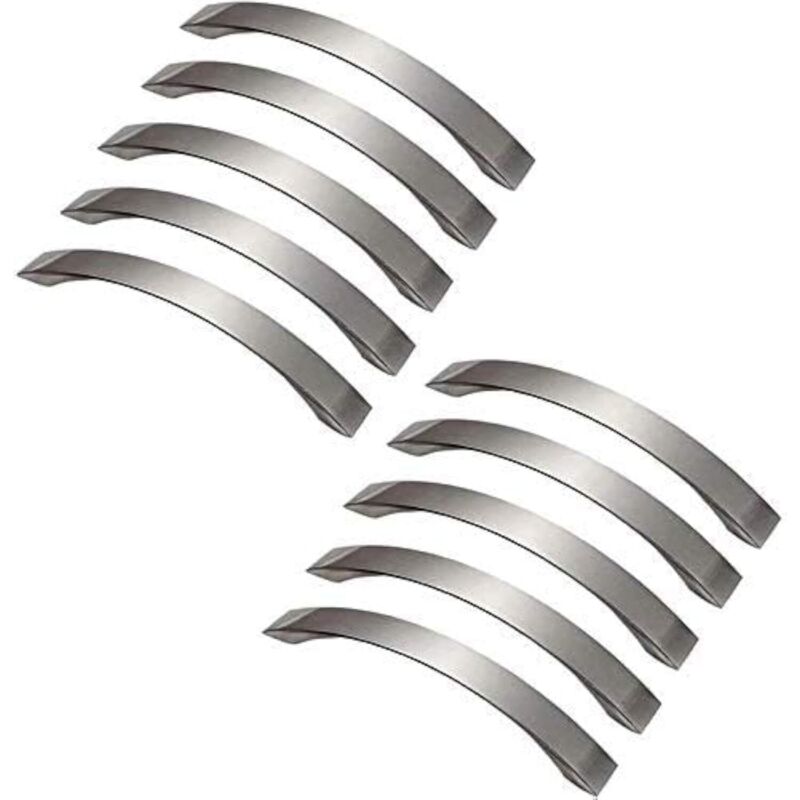Lot de 10 poignee de meuble cuisine - chromées- Poignées de porte Nickel Brossé poignee de cuisine poignée cuisine inox entraxe 128mm