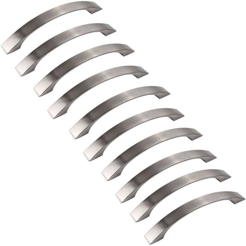 Lot de 10 poignee de meuble cuisine - chromées- Poignées de porte Nickel Brossé poignee de cuisine poignée cuisine inox entraxe 96mm