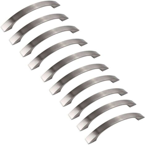 Lot de 10 poignee de meuble cuisine - chromées- Poignées de porte Nickel Brossé poignee de cuisine poignée cuisine inox entraxe 96mm