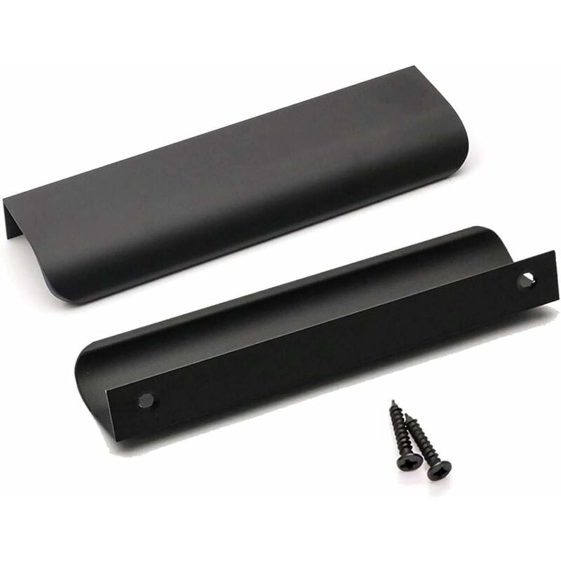 Lot de 10 Poignee de Meuble Cuisine Noir Poignée Cuisine Noir Poignée Profil Noir Poignée Meuble Noir Mat en Alliage d'Aluminium Entraxe 128mm