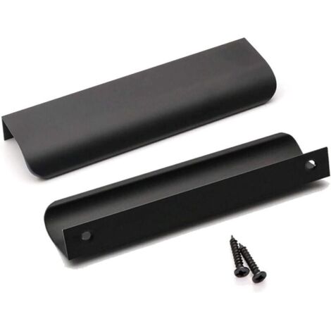 Lot de 10 Poignee de Meuble Cuisine Noir Poignée Cuisine Noir Poignée Profil Noir Poignée Meuble Noir Mat en Alliage d'Aluminium Entraxe 128mm Longueur 150mm（Noir）