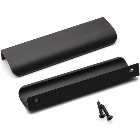 Lot de 10 Poignee de Meuble Cuisine Noir Poignée Cuisine Noir Poignée Profil Noir Poignée Meuble Noir Mat en Alliage d'Aluminium Entraxe 128mm Longueur 150mm（Noir）
