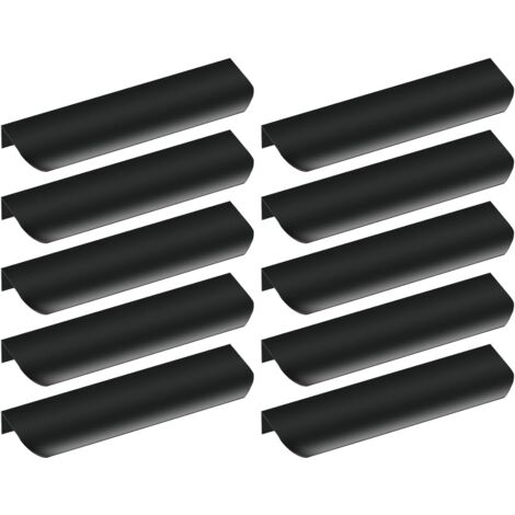 Lot de 10 Poignee de Meuble Cuisine Noir Poignée Cuisine Noir Poignée Profil Noir Poignée Meuble Noir Mat en Alliage d'Aluminium Longueur 150mm（Noir）