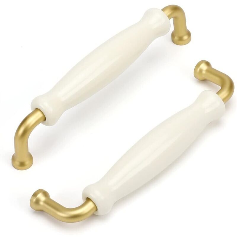 Lot de 10 Poignee de Meuble Cuisine Poignée Meuble Poignée Vintage Poignée Commode Poignée Blanche Placard Poignée Porcelaine Entraxe 128mm