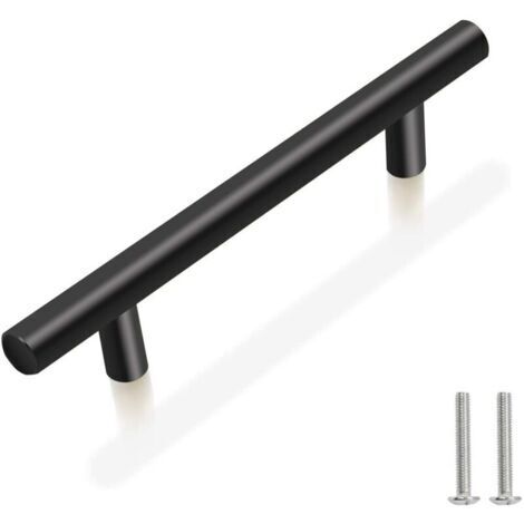 Lot de 10 Poignee de Meuble Cuisine,Poignée Meuble Noir en Acier Inoxydable Poignet de Porte Cuisine Noire Entraxe 128mm Poignet Tiroir Poignée de Placard