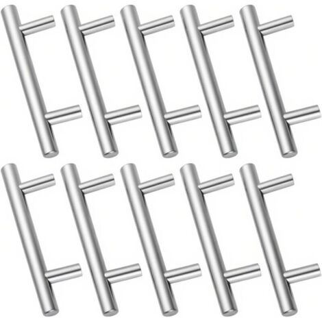 Lot de 10 Poignee de Meuble Cuisine,Poignee Meuble Poignee Porte Cuisine Acier Inoxydable Poignée Tiroir Entraxe 64mm Poignée Placard Cuisine,Surface Brossée