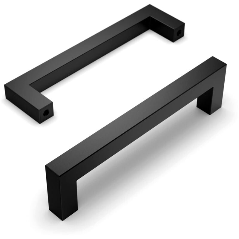 Lot de 10 Poignee de Meuble Noir Cuisine Entraxe 128mm Acier Inoxydable Poignées pour Placards Poignet de Porte Cuisine