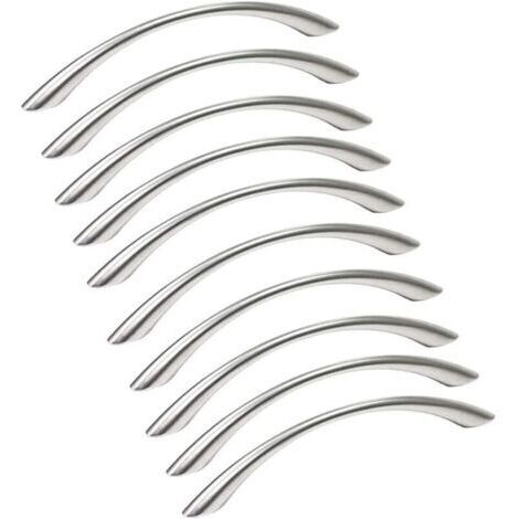 Lot de 10 Poignée Meuble Poignée de Meuble Cuisine Inox - Poignée de Porte Poignée Cuisine Nickel Brossé en Acier Inoxydable Entraxe 128mm
