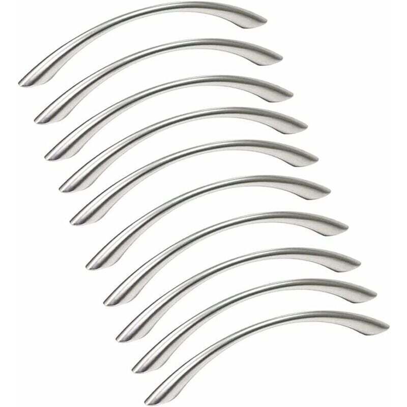 Lot de 10 Poignée Meuble Poignée de Meuble Cuisine Inox - Poignée de Porte Poignée Cuisine Nickel Brossé en Acier Inoxydable Entraxe 128mm argent