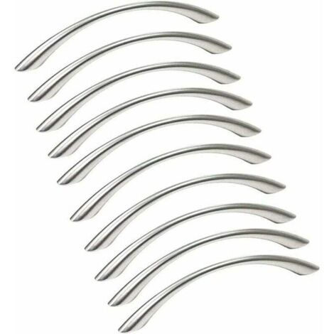 Lot de 10 Poignée Meuble Poignée de Meuble Cuisine Inox - Poignée de Porte Poignée Cuisine Nickel Brossé en Acier Inoxydable Entraxe 128mm argent