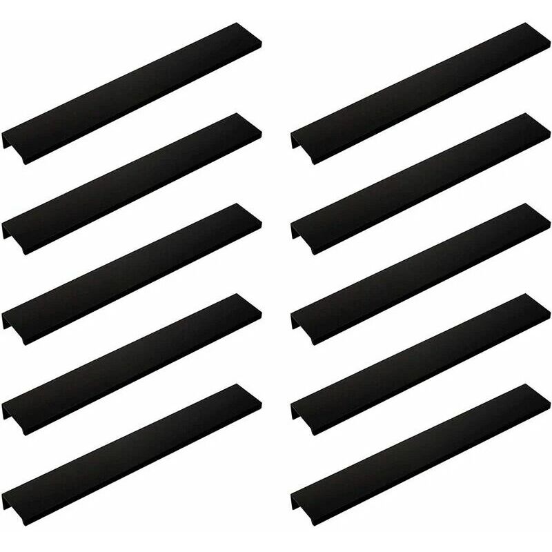 Lot De 10 Poignèce Noir Poignèce De Meuble Noir- Poignèce Invisible Poignee De Meuble Cuisine Noir Poignèce Meuble Noir Mat En Alliage D'Aluminium