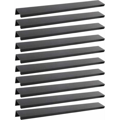 ONTWAY Lot de 10 Poignée Noir Poignée de Meuble Noir- Poignée Invisible Poignee de Meuble Cuisine Noir Poignée Meuble Noir Mat en Alliage d'Aluminium Entraxe 200mm