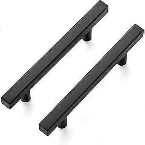Lot de 10 poignées carrées de 15 cm (6 po) en acier inoxydable noir mat pour tiroirs de cuisine. Longueur : 15 cm (6 po), entraxe : 9,5 cm (3-3/4 po).