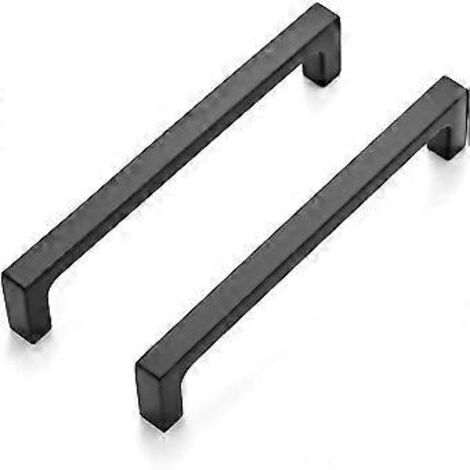 Lot de 10 poignées carrées de cuisine pleines de 12,7 cm (5 pouces), noir mat, pour meubles et tiroirs.