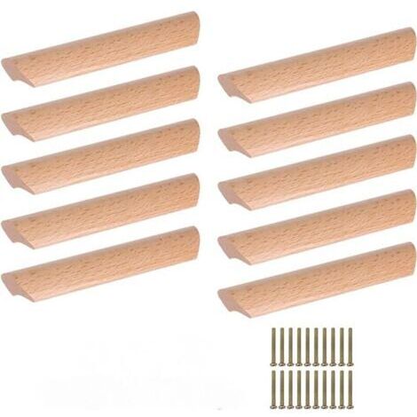 Lot de 10 poignées d'armoire en bois de 96 mm pour placard, tiroir