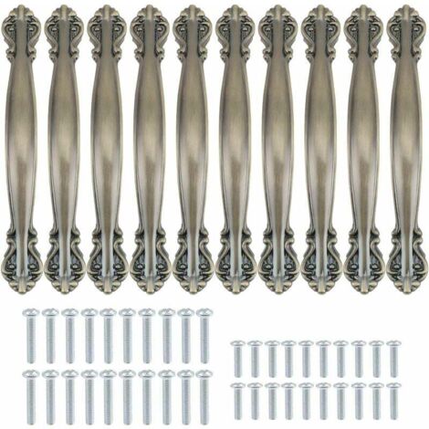 Lot de 10 poignées d’armoire vintage en forme d’arc antique - poignées de porte de meuble de 14,5 cm de long，poignée de meuble vintage, poignée de porte de meuble vintage, poignée de porte vintage (96