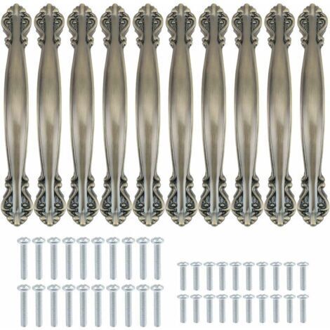 Lot de 10 poignées d’armoire vintage en forme d’arc antique - poignées de porte de meuble de 14,5 cm de long，poignée de meuble vintage, poignée de porte de meuble vintage, poignée de porte vintage (96