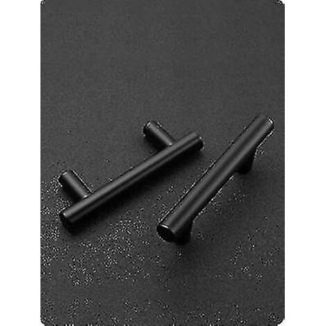 Lot de 10 poignées de cuisine noires, poignées d'armoire, trou central de 96 mm, acier inoxydable